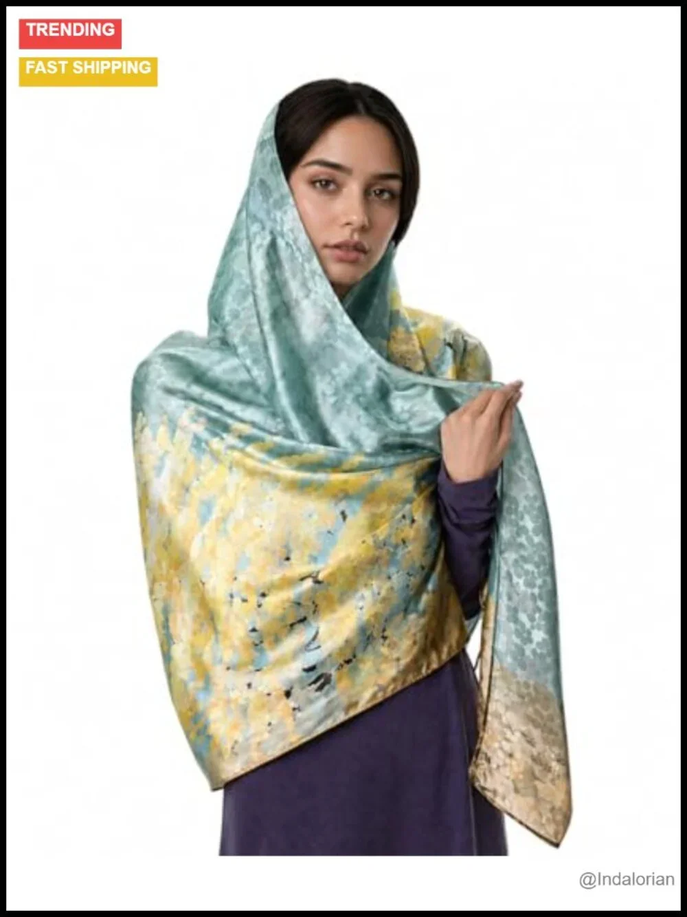 100% Silk Jacquard Wrap Shawl | Extra Large 43x75 | Gift Box